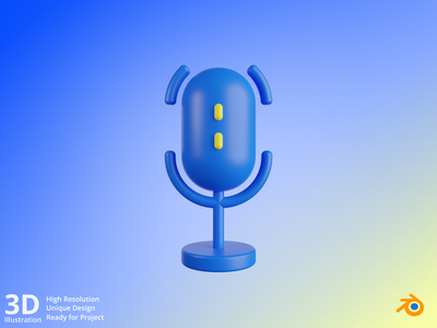 小米 - 蓝色和黄色 3D 用户界面(Mic - Blue & Yellow 3D User Interface)