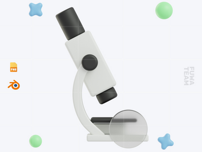 显微镜 - 3D 学校图标包（正面）(Microscope - 3D School Icon Pack (front))