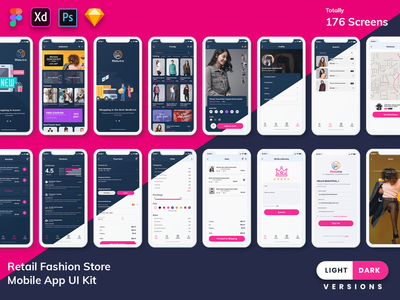 Midastra-时尚购物移动应用程序 UI（浅色和深色）(Midastra-Fashion Shopping Mobile App UI (Light & Dark))