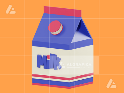 3d 插图牛奶盒对象(3d illustration milk box object)
