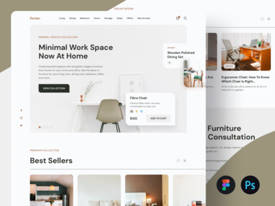 最小的家具在线商店登陆页面 UI(MInimal Furniture Online Store Landing Page UI)