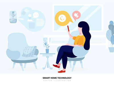 智能家居技术矢量场景(Smart Home Technology Vector Scenes)