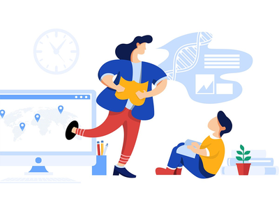 儿童教育插图概念(Kids Education Illustration concept)