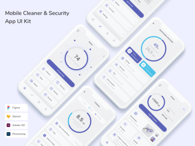 移动清洁器和安全应用程序 UI 套件(Mobile Cleaner & Security App UI Kit)