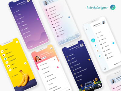 移动应用侧边栏导航菜单 UI 包(Mobile App Sidebar Navigation Menu UI Pack)