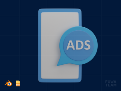 移动广告 - 3D SEO 插图（正面）(Mobile Advertising - 3D SEO Illustration (front))