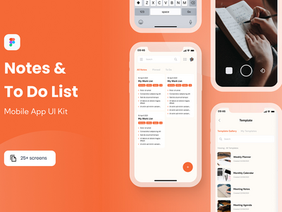 笔记和待办事项列表移动 UI 套件(Notes & To Do List Mobile UI KIt)