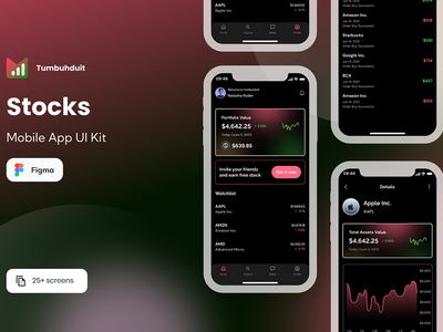 Tumbuhduit - 股票移动应用程序 UI 套件(Tumbuhduit - Stocks Mobile App UI Kit)