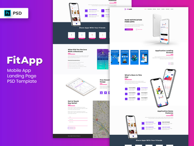 移动应用登陆页面 PSD Template-05(Mobile App Landing Page PSD Template-05)