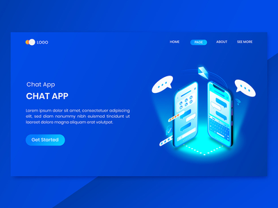 移动信使等距概念登陆页面(Mobile Messenger Isometric Concept Landing Page)