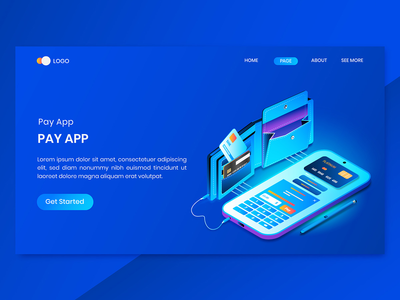 通过互联网应用等距概念登陆页面的移动支付(Mobile Payment Via Internet App Isometric Concept Landing Page)