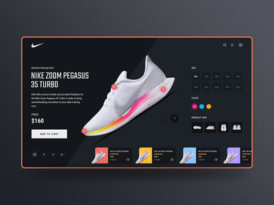 耐克变焦鞋设计深色用户界面(Nike Zoom Shoe Design Dark UI)