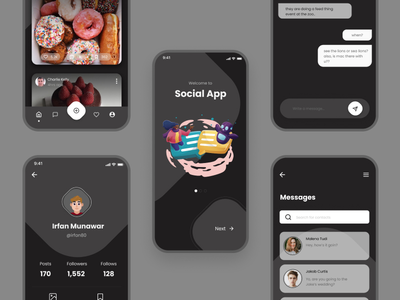 社交应用深色主题(Social App Dark Theme)