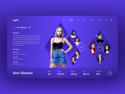 模特经纪公司，模特页面概念设计(Model Agency, Models Page Concept Design)