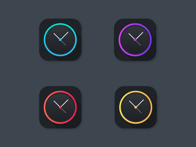 现代时钟应用程序图标深色 UI(Modern Clock App Icon Dark UI)