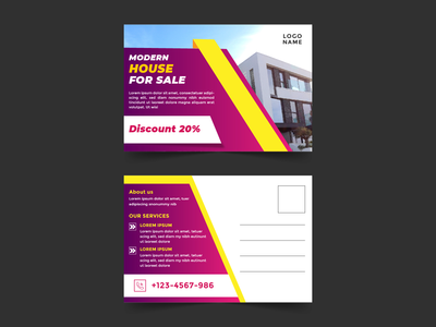 现代住宅出售明信片设计或 EDDM 卡设计(Modern home for sale post card design or EDDM card design)