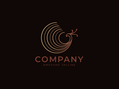 带有单线股票的豪华孔雀标志(Luxury Peacock Logo with Monoline Stock)