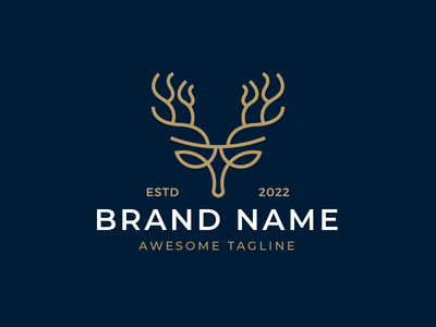 头鹿单线徽标(Head Deer Monoline Logo)