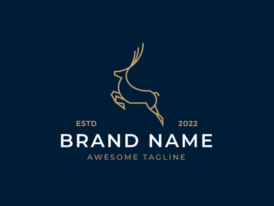 鹿单线徽标(Deer Monoline Logo)