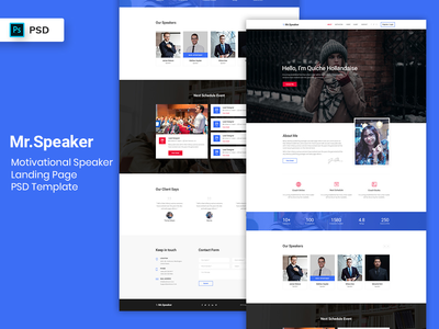 励志演讲者登陆页面 PSD 模板(Motivational Speaker Landing Page PSD Template)
