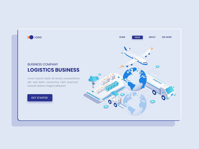 物流业务等距矢量概念(Logistics Business  Isometric Vector Concept)