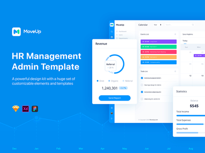 MoveUp - Sketch 的人力资源管理管理模板(MoveUp - HR Management Admin Template for Sketch)