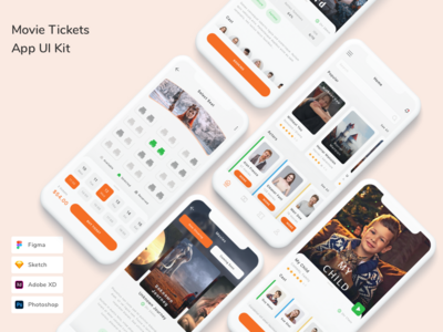 电影票应用程序 UI 套件(Movie Tickets App UI Kit)