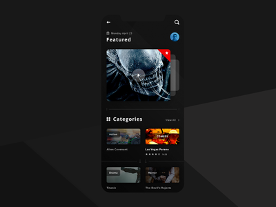 电影应用程序黑暗用户界面(movies app dark ui)