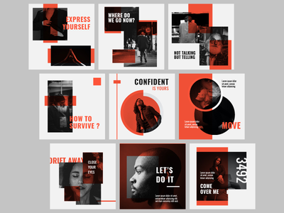 社交媒体帖子模板红色不透明度(social media post template red opacity)