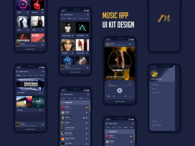 音乐应用程序 UI 套件设计(Music Application UI Kit Design)