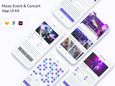 音乐活动和音乐会应用程序 UI 套件(Music Event & Concert App UI Kit)