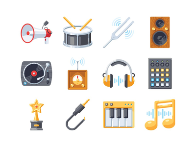 音乐彩色图标集(Music colourful icon set)