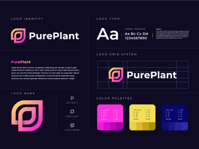 P+Leaf/纯植物标志设计(P + Leaf / Pure Plant logo design)
