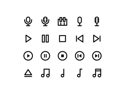 音乐音频播客图标集矢量(Music audio podcast icon set vector)