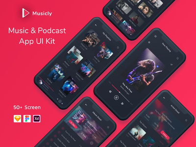 Musicly - 音乐和播客应用程序 UI 套件(Musicly - Music and Podcast App UI Kit)