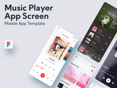 音乐播放器应用程序 - 移动屏幕模板*(Music Player App - Mobile Screen Template*)