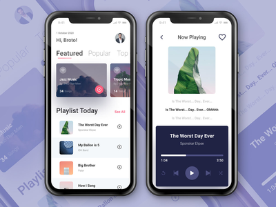 音乐播放器应用程序屏幕设计理念(Music Player App Screen Design Concept)