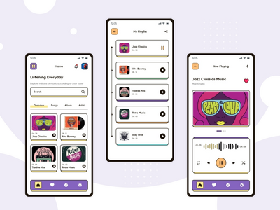 音乐应用设计 - 野兽派主题(Music App Design - Brutalism Theme)