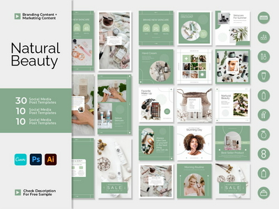 Instagram 营销模板 - 自然之美社交媒体模板(Instagram Marketing Templates - Natural Beauty Social Media Templates)
