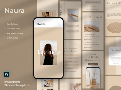 Naura - 减轻压力 Instagram 故事模板(Naura - Less Stress Instagram Stories Template)