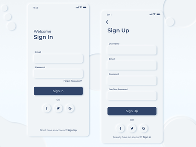 注册并登录新态 ui(Sign up and Sign in neomorphism ui)