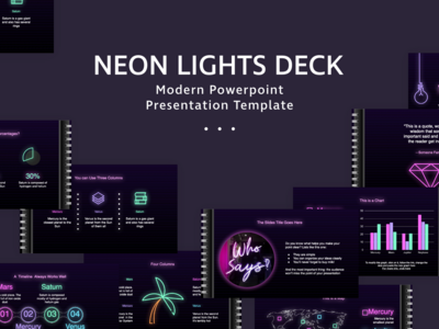 霓虹灯的PowerPoint演示模板(Neon Lights PowerPoint Presentation Template)