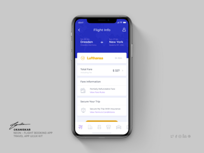 航班预订应用程序 - UI/UX 套件(Flight Booking App - UI/UX Kit)