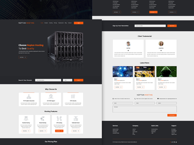 海王星托管 - 一页托管 PSD 模板(Neptun Hosting - One Page Hosting PSD Template)