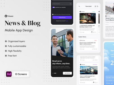 新闻和博客移动应用程序 UI 套件(News & Blog Mobile App UI Kit)