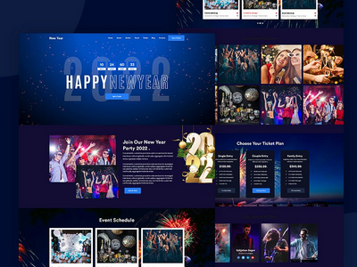 新年快乐派对网页模板(Happy New Year party Web Template)