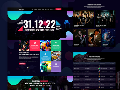 新年快乐派对网页模板(Happy New Year party Web Template)