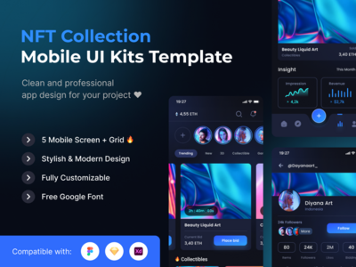 NFT Collection 移动 UI 工具包模板(NFT Collection Mobile UI Kits Template)