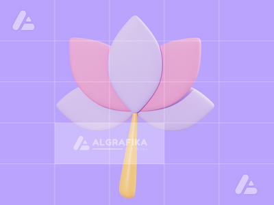 3d 插图莲花对象(3d illustration lotus flower object)