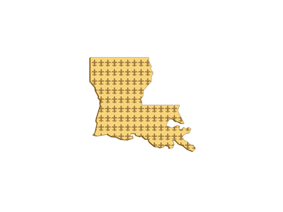 路易斯安那州地图 Fleur-de-lis 复古(Louisiana State Map Fleur-de-lis Retro)